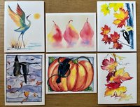 6 assorted autumn-themed notecards