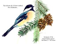 Black capped Chickadee with quote