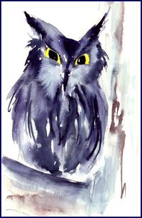 Screech Owl watercolor notecard