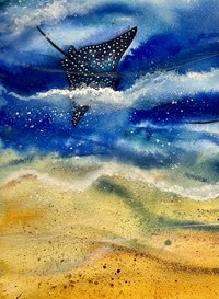 "Tides: Eagle Rays I" an Original Watercolor Painting