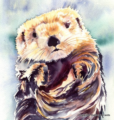 Sea Otter Watercolor by Katrina Meister