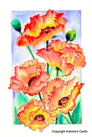 Flame Poppies Watercolor