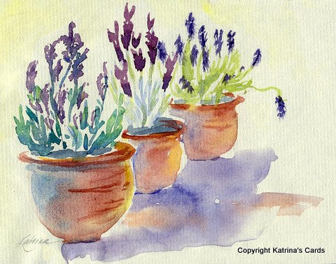 Lavender in Terracotta watercolor print
