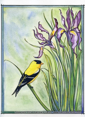 Wild Iris and Goldfinch NoteCard Gift Package