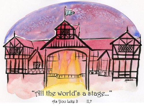 All the World's a Stage As You Like It Shakespeare quote card