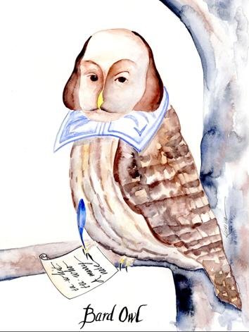 Bard Owl Bard pun Shakespeare quote card