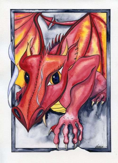 Red Dragon watercolor