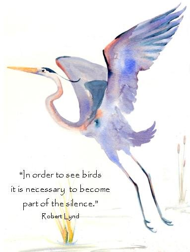 Greta Blue Heron II with quote