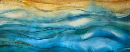 watercolor painting by Katrina Meister of sea, sand and tides