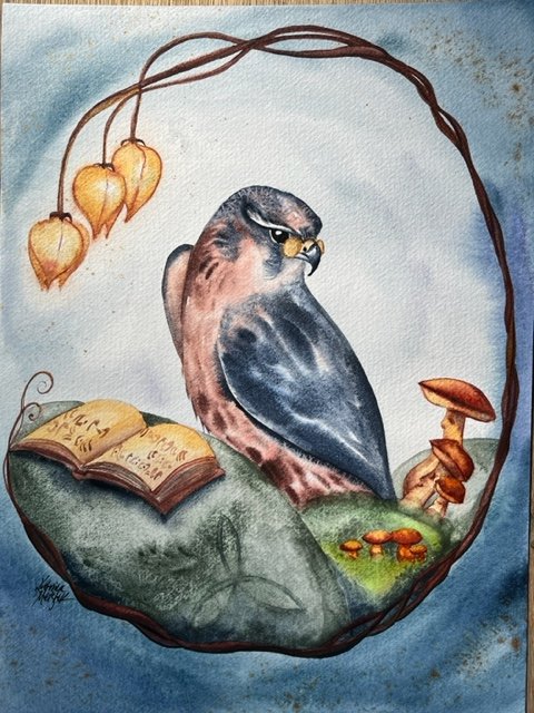 "Hidden Stories: Merlin" an Original Watercolor Painting