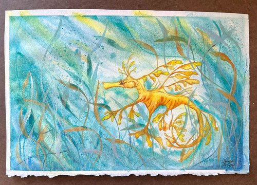 "Sea Grass & Leafy Sea Dragon" an Original Watercolor Painting