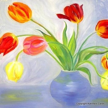 Tulips in A Blue Vase Notecard Gift Set