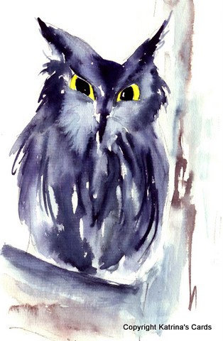 Screech Owl watercolor print