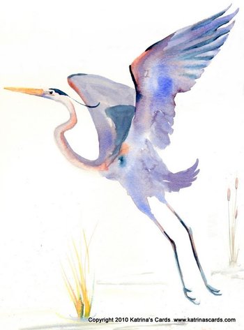Note Card Great Blue Heron II 5 Cards and Envelopes Gift Set