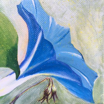 oil painting of blue morning glory blossom