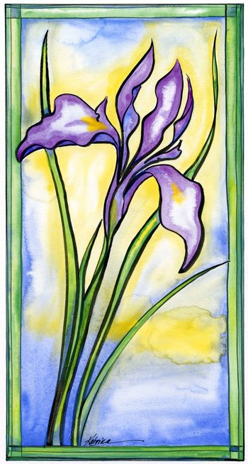 Wild Iris Single, II  - Original Watercolor Painting