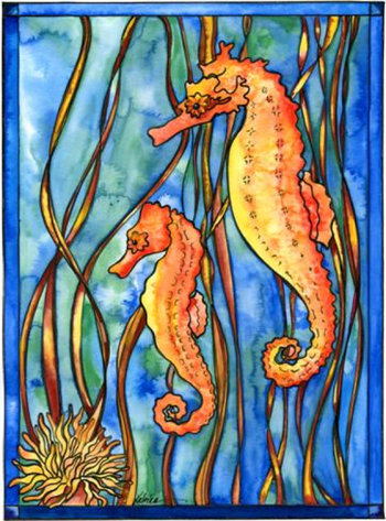 Seahorses Watercolor