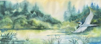 "Emerald Egret" an Original Watercolor Painting