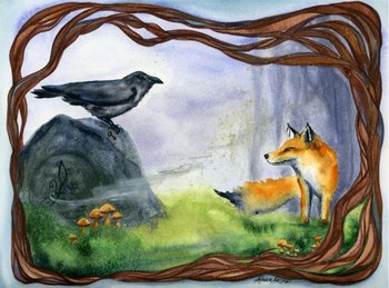 "The Meeting:  Raven and Fox" Fine Art Reproduction print