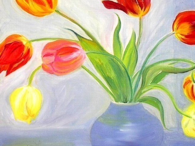 Tulips in A Blue Vase Notecard Gift Set