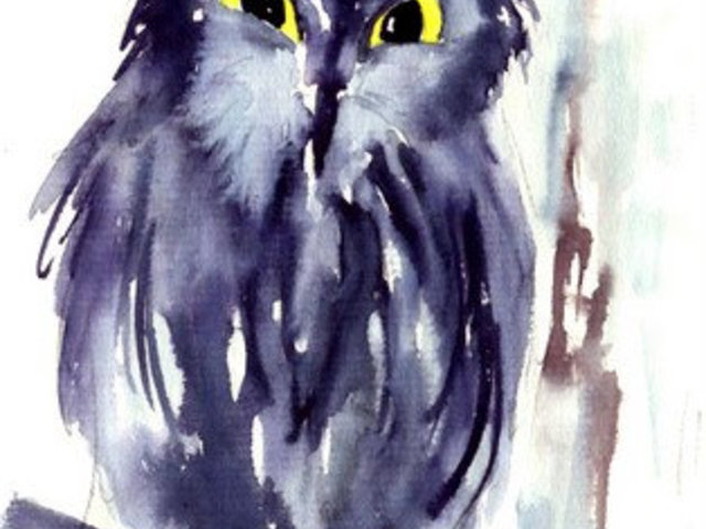 Screech Owl watercolor print