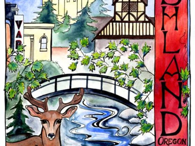 Ashland note card with deer and OSF
