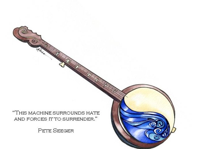 Yin/Yang Waves Banjo w Pete Seeger quote