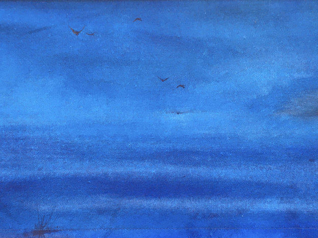 "Crane Twilight" Original Acrylic Tapestry Painting