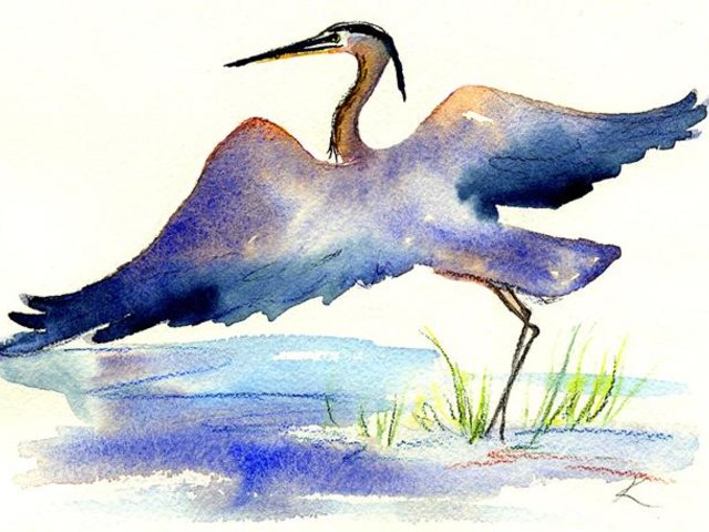 Great Blue Heron watercolor notecard