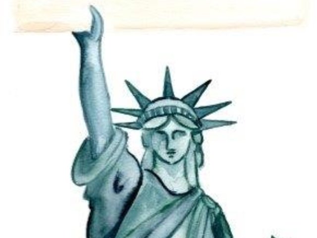 watercolor of Statue of Liberty holding sign that says "persist"