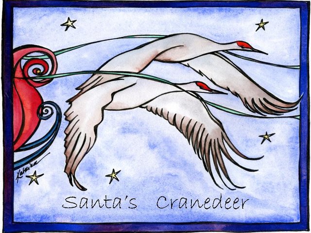 Santa's Crane Deer Christmas Cards Gift Set
