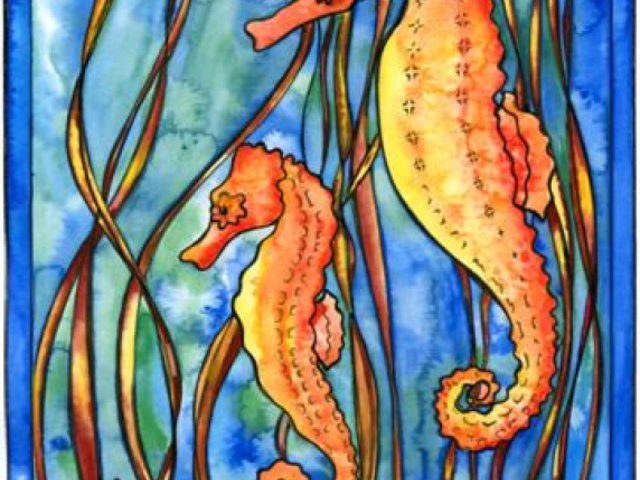 Seahorses Watercolor