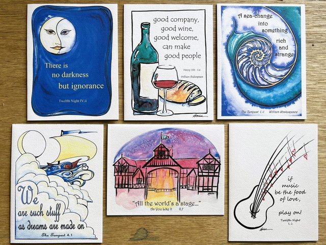 Assorted Shakespeare Quote 6 Note Card Gift Set